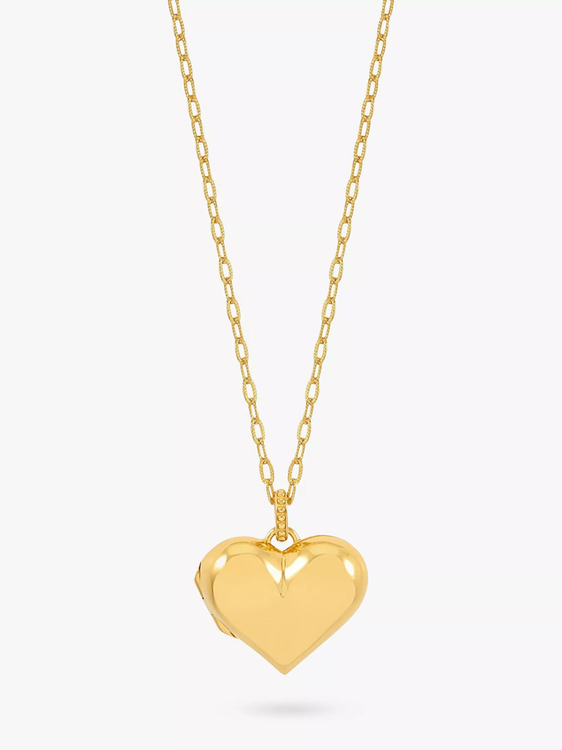 Dower & Hall Treasured Heart Medaillon an Millie-Grain strukturierter Kette 46cm