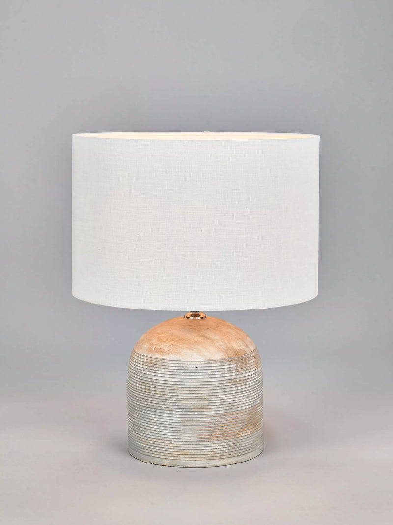 Pacific Nelu grey wooden table lamp, imported from the UK