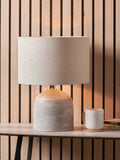Pacific Nelu grey wooden table lamp, imported from the UK