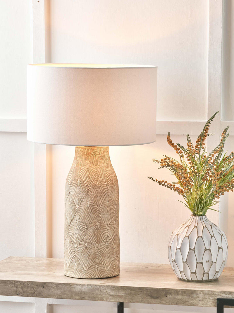 Pacific stoneware table lamp matte grey, imported from the UK