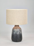Pacific Vulcan stoneware table lamp grey with jute shade - British product