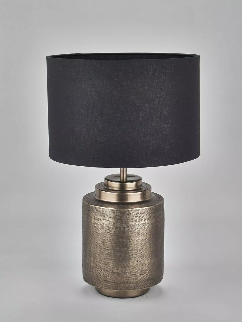 Pacific Zuri table lamp brass hand-hammered linen shade (British brand)