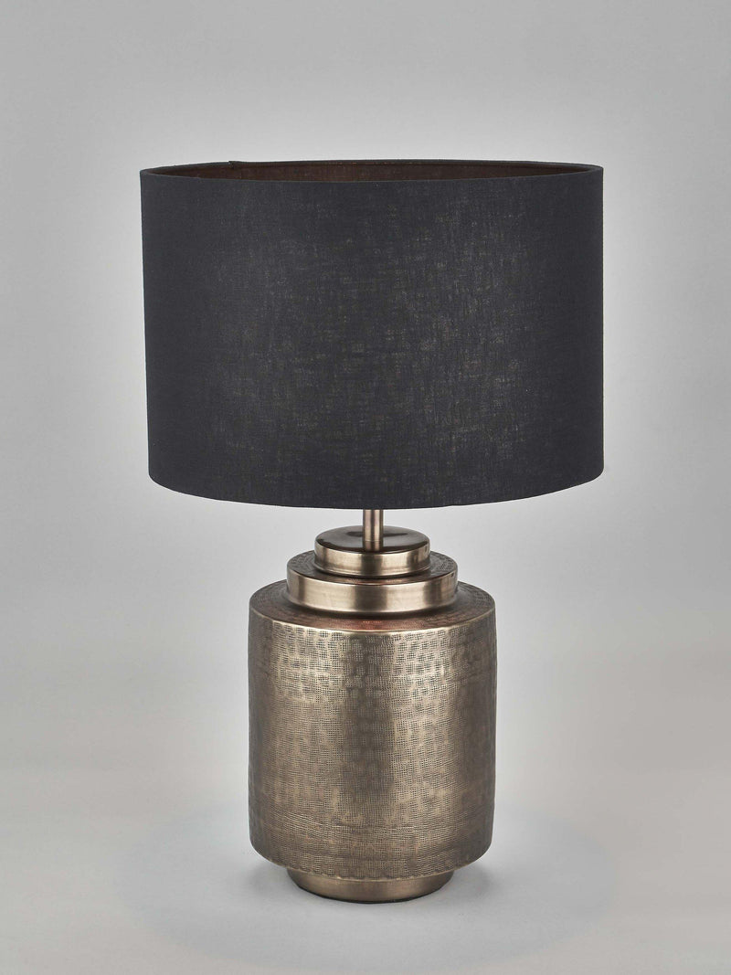 Pacific Zuri table lamp brass hand-hammered linen shade (British brand)