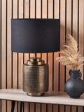 Pacific Zuri table lamp brass hand-hammered linen shade (British brand)