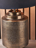 Pacific Zuri table lamp brass hand-hammered linen shade (British brand)