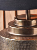 Pacific Zuri table lamp brass hand-hammered linen shade (British brand)