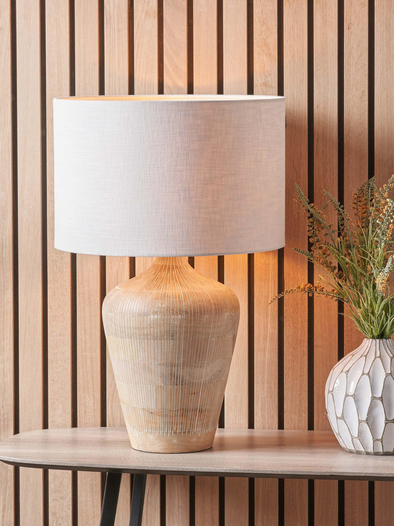 Pacific Taika wooden table lamp white wash medium - British product