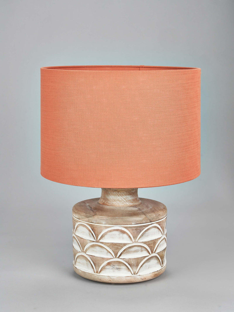 Pacific curved wood white wash large table lamp - British product