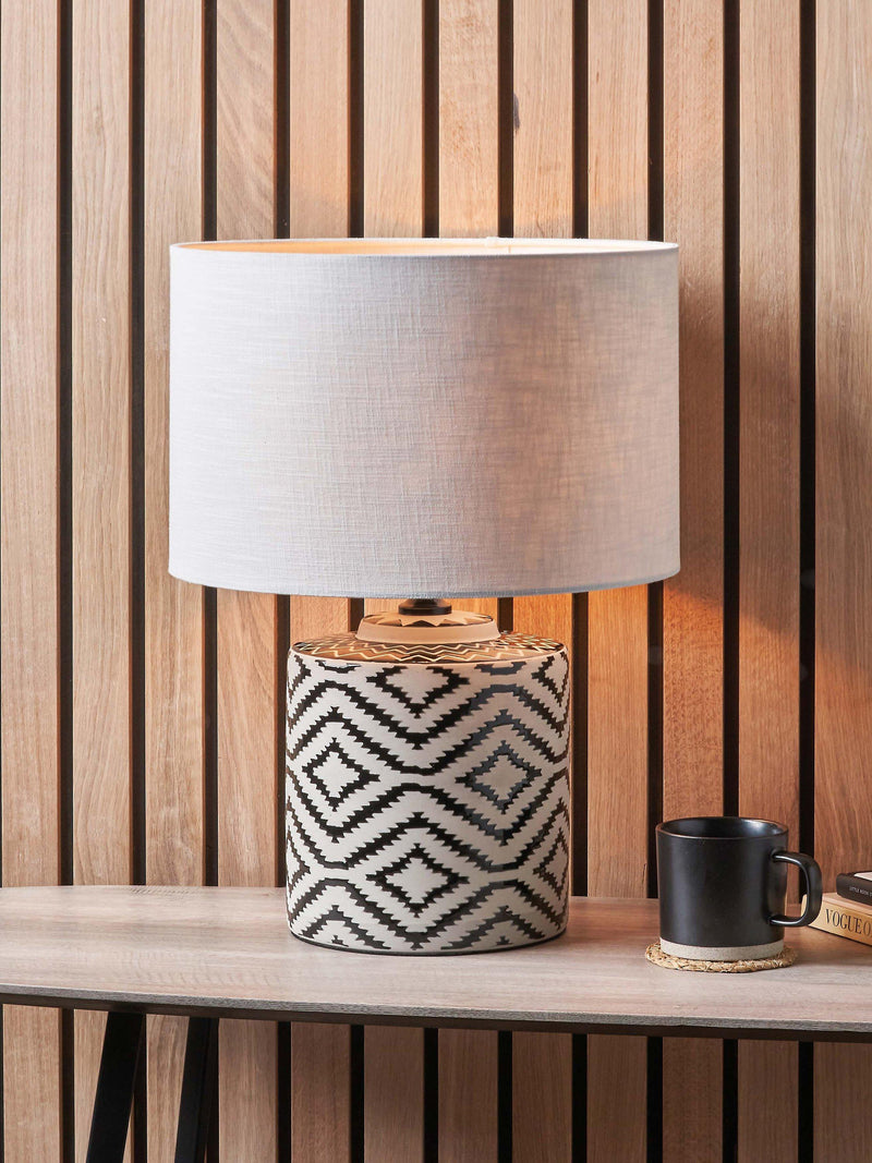 Pacific Chirala ceramic table lamp Black/White 46cm, imported from the UK