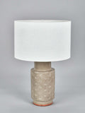 Pacific Sidra grey ceramic table lamp with woven shade, imported from the UK
