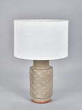 Pacific Sidra grey ceramic table lamp with woven shade, imported from the UK