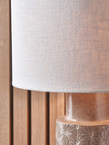 Pacific Sidra grey ceramic table lamp with woven shade, imported from the UK