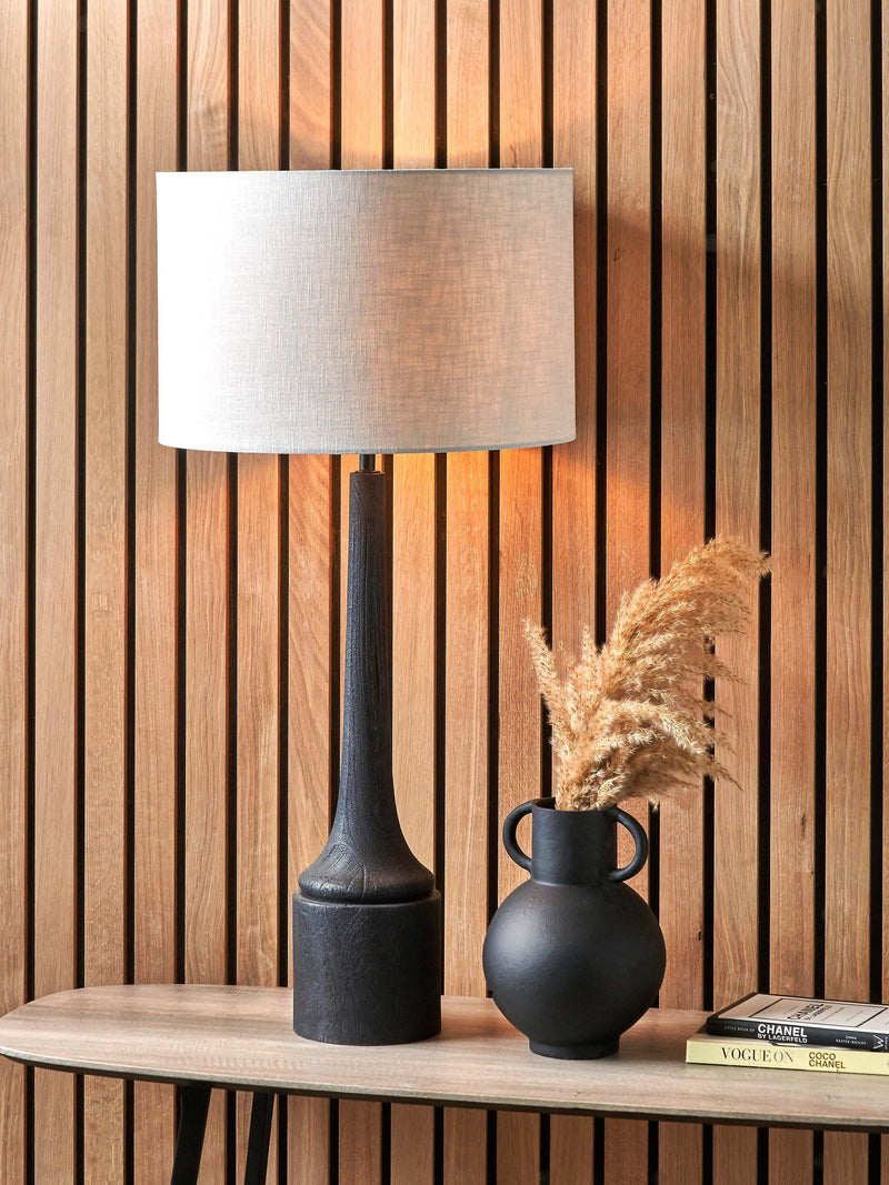 Pacific Marin black wooden table lamp large, imported from the UK