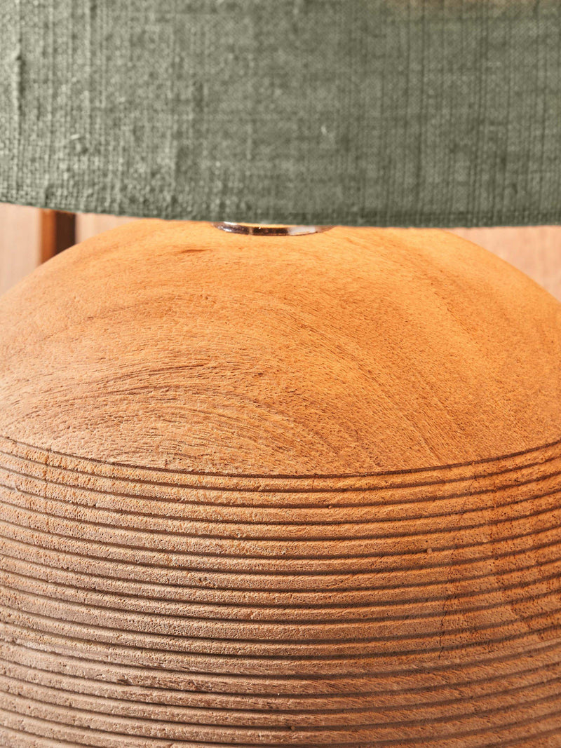 Pacific Nelu wooden dome table lamp natural finish, UK version