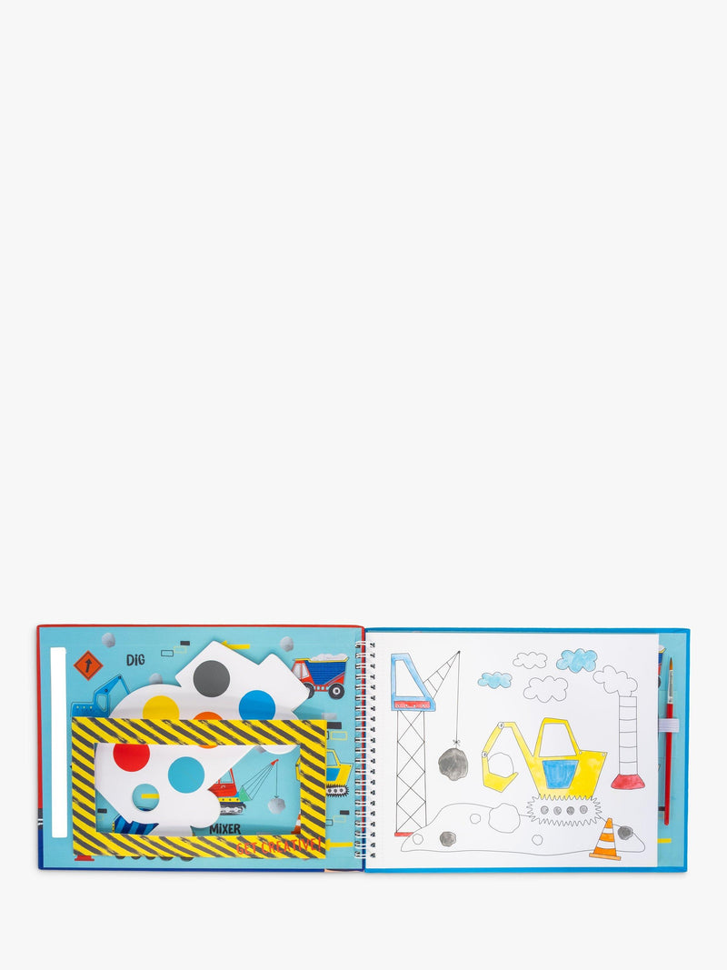 Floss & Rock construction paint pad with truck-shaped palettes, UK version