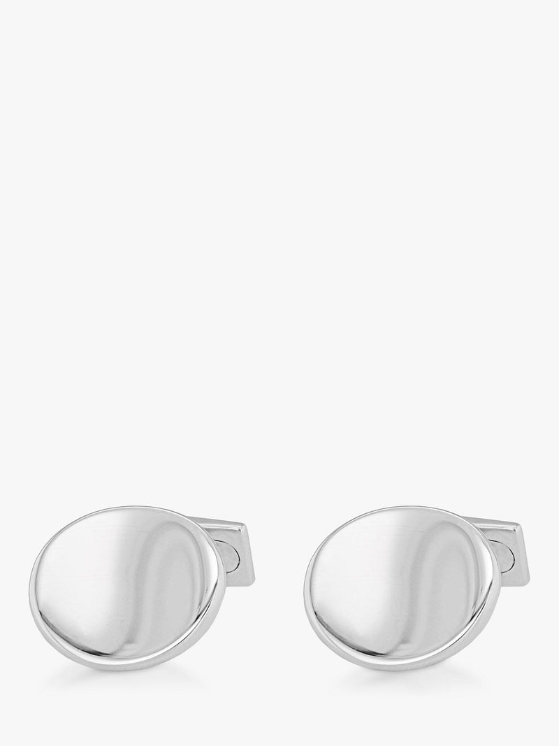 Hoxton London concave oval silver cufflinks, UK version