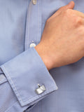 Hoxton London domed rectangular cufflinks silver (British brand)