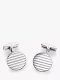 Hoxton London sterling silver ribbed round cufflinks (British brand)