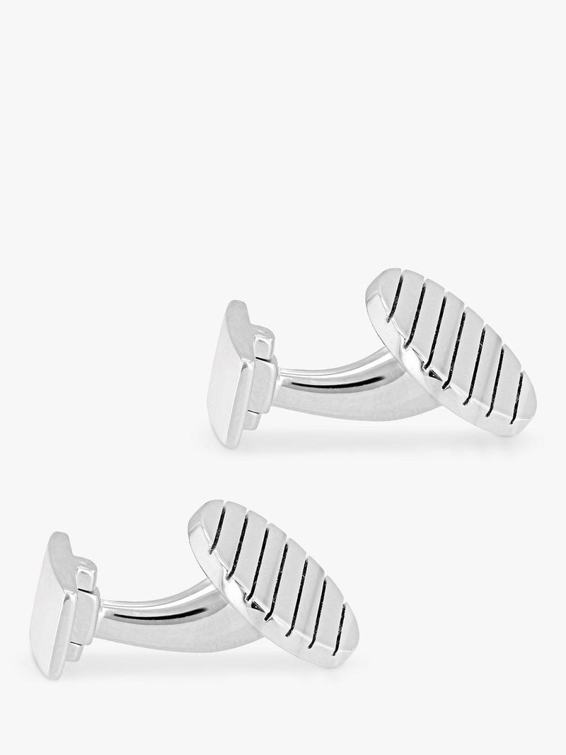 Hoxton London sterling silver ribbed round cufflinks (British brand)