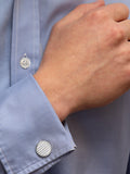 Hoxton London sterling silver ribbed round cufflinks (British brand)