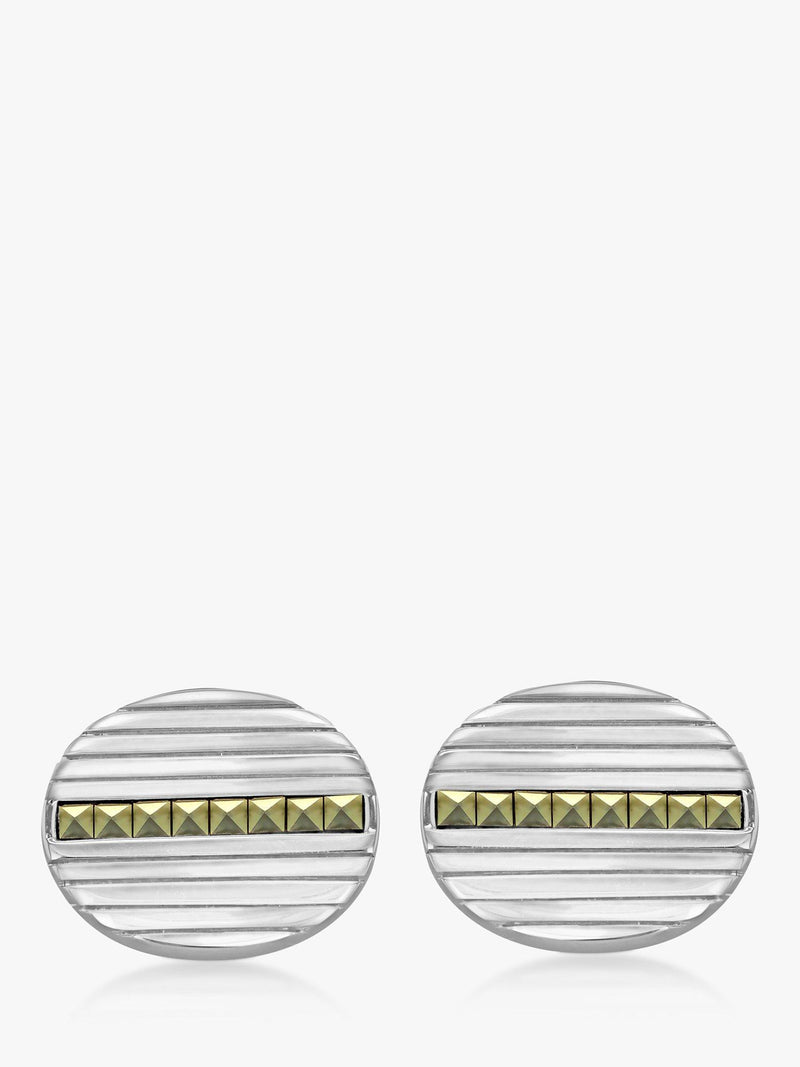 Hoxton London cufflinks marcasite set ribbed oval 1.6x1.8cm - British product