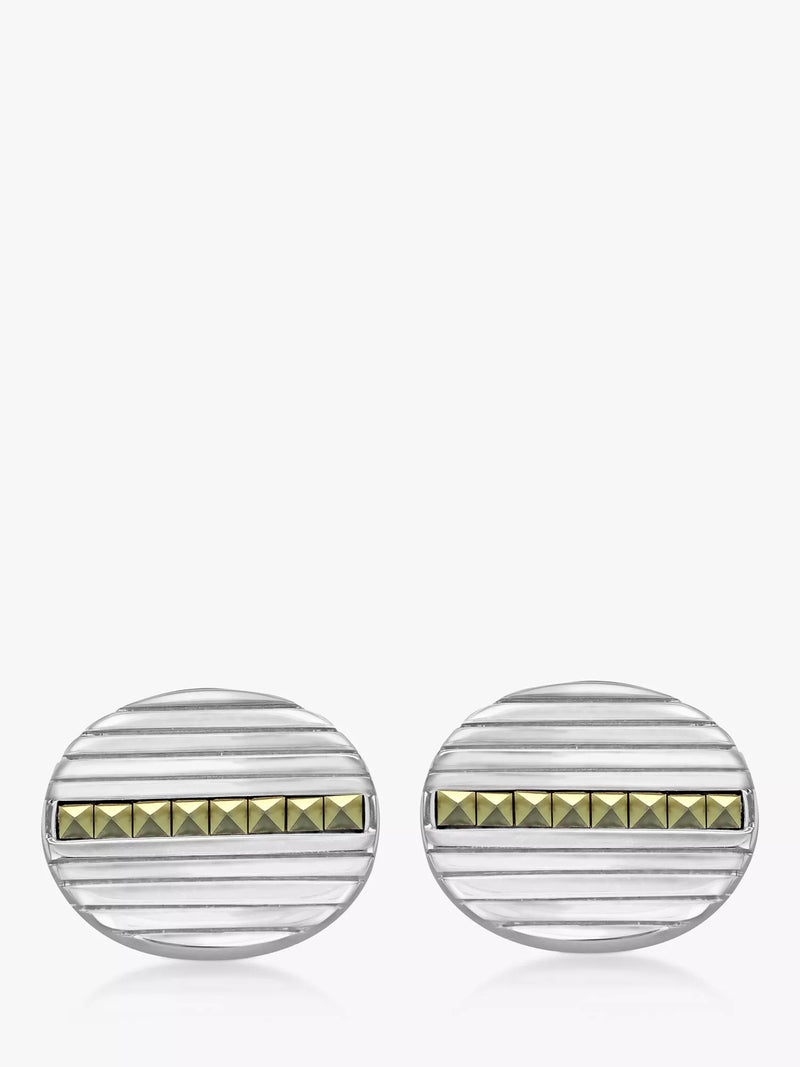 Hoxton London cufflinks marcasite set ribbed oval 1.6x1.8cm - British product