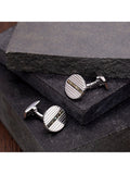 Hoxton London cufflinks marcasite set ribbed oval 1.6x1.8cm - British product
