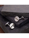 Hoxton London cufflinks marcasite set ribbed oval 1.6x1.8cm - British product