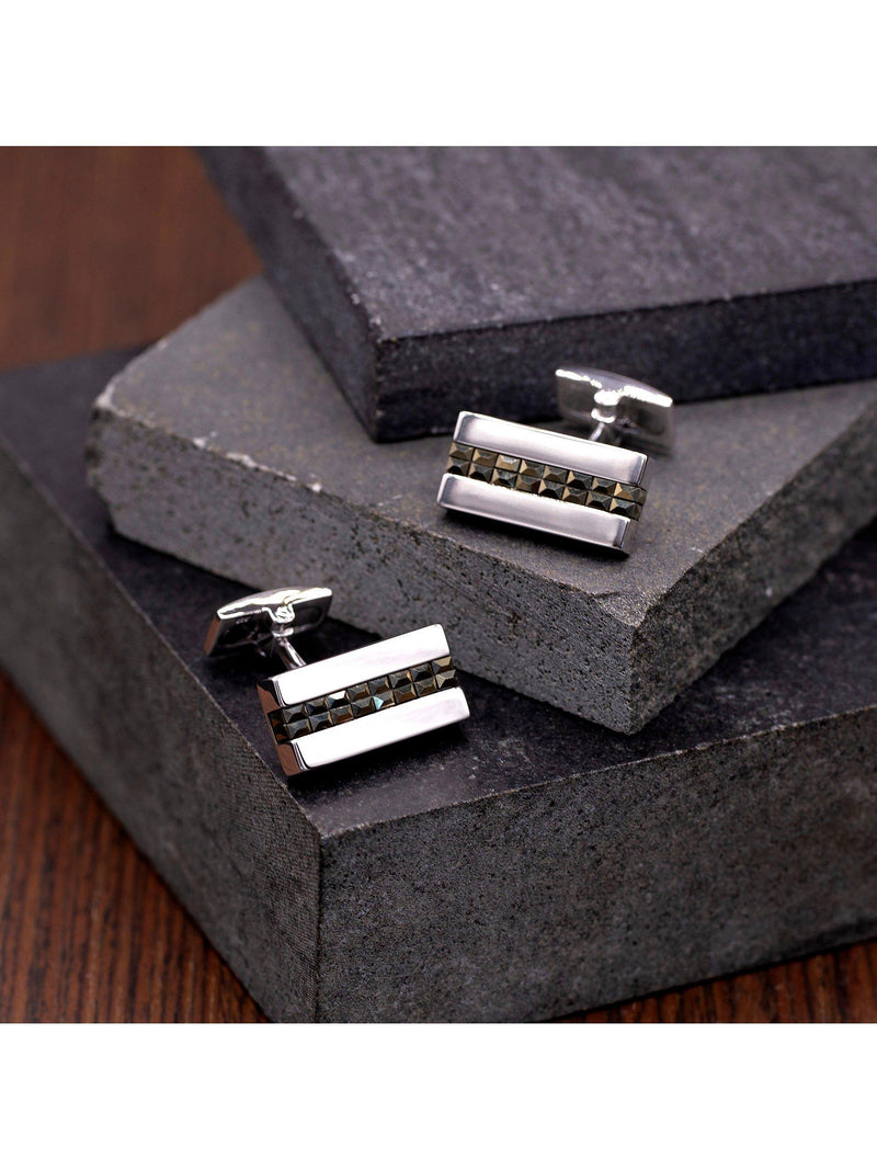 Hoxton London sterling silver marcasite cufflinks rectangle (British brand)