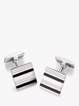 John Lewis Hoxton London Stripe Enamel Square Cufflinks 1.5 x 1.5cm- Buy online at McGrocer