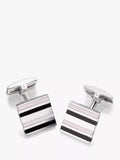 Hoxton London gestreifte Manschettenknöpfe aus Emaille-Quadrat Sterlingsilber - Britisches Produkt