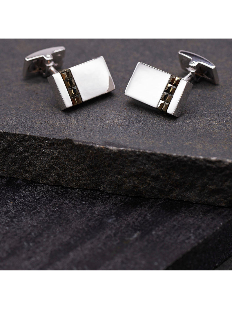 Hoxton London marcasite rectangle cufflinks in sterling silver, imported from the UK