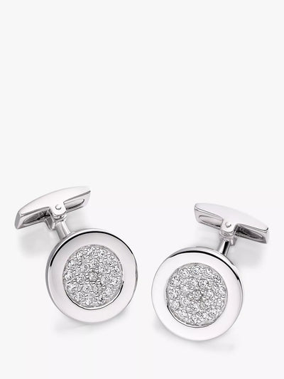John Lewis Hoxton London Cubic Zirconia Round Cufflinks Sterling Silver- Buy online at McGrocer