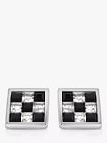 Hoxton London crystal checkerboard square cufflinks in silver and multi-colour, UK version