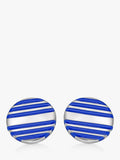 Hoxton London enamel stripe round cufflinks, silver-blue - British product