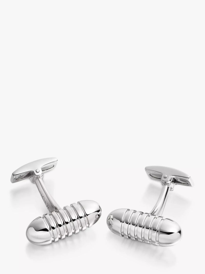 Hoxton London Ribbed Bullet Cufflinks, Silver