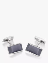 John Lewis Hoxton London Cat's Eye Rectangle Cufflinks Silver/Grey- Buy online at McGrocer