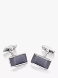 Hoxton London Cat's Eye Rectangle Cufflinks, Silver/Grey