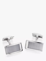 John Lewis Hoxton London Cats Eye Curved Rectangle Cufflinks Silver/Grey- Buy online at McGrocer