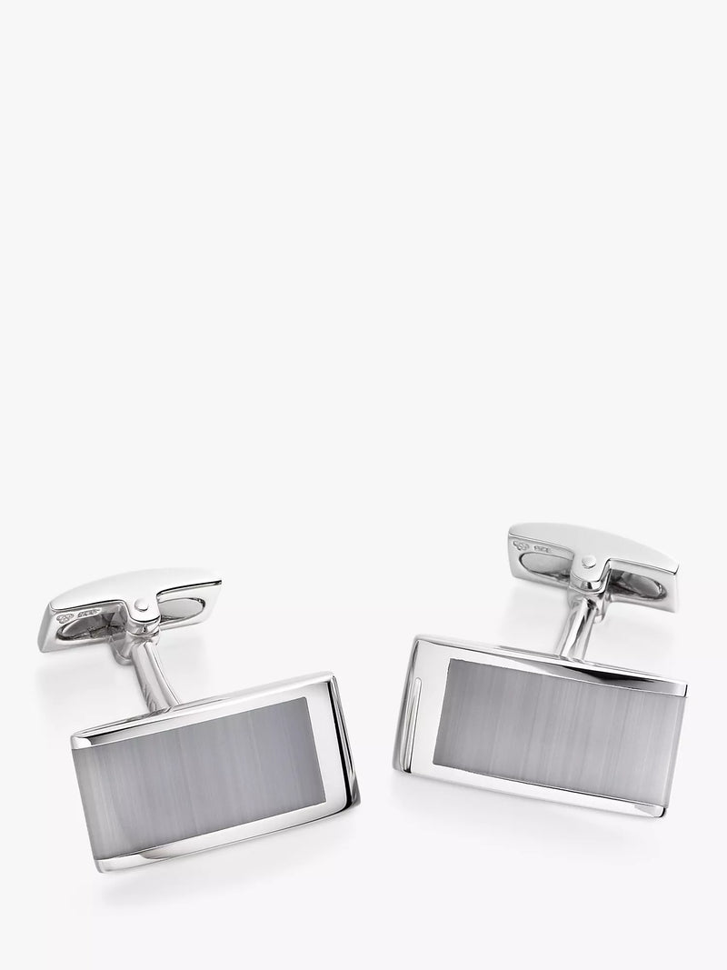 Hoxton London sterling silver cat's eye cufflinks 1x2.1cm (British brand)