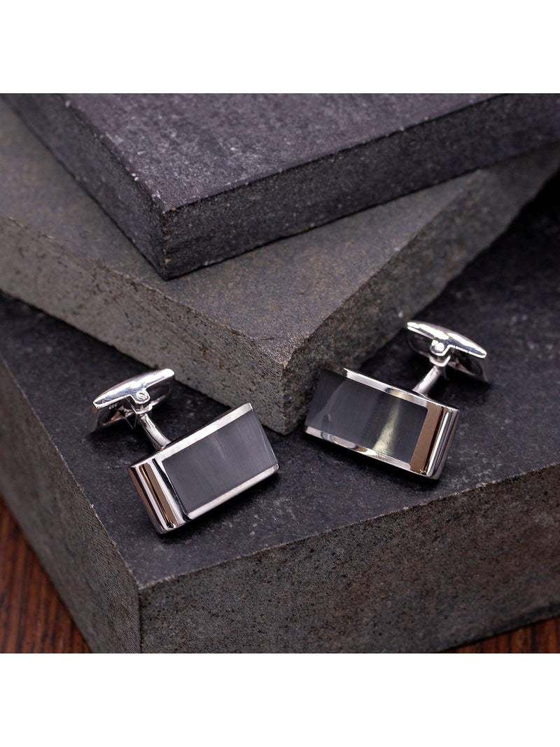 Hoxton London sterling silver cat's eye cufflinks 1x2.1cm (British brand)