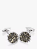 Hoxton London round sterling silver cufflinks with marcasite set, UK version