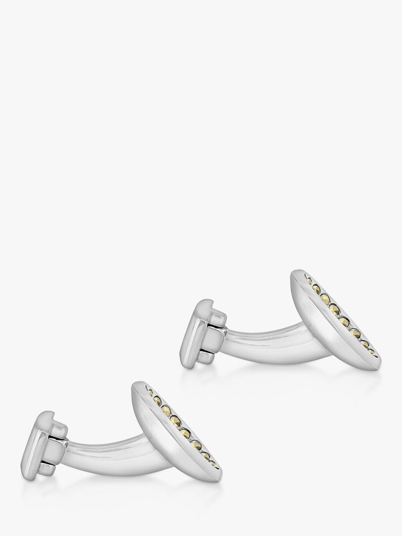 Hoxton London round sterling silver cufflinks with marcasite set, UK version