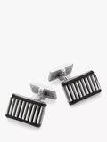 Hoxton London Leather Ribbed Rectangular Cufflinks, Silver