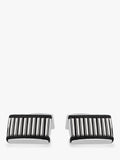 Boutons de manchette Hoxton London en argent sterling avec cuir nervuré - Produit britannique
