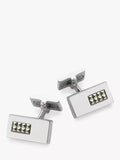 Hoxton London Pyramid Marcasite Set Rectangle Cufflinks, Silver