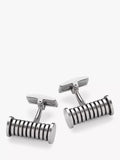 Hoxton London Striped Cylindrical Cufflinks, Silver