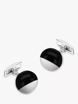 John Lewis Hoxton London Agate Circular Cufflinks, Silver/Black- Buy online at McGrocer