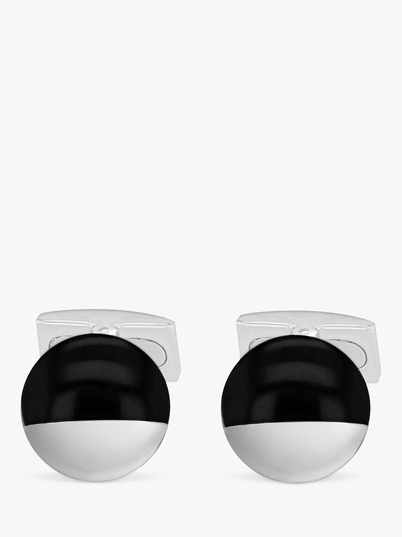 Hoxton London sterling silver cufflinks black agate (British brand)