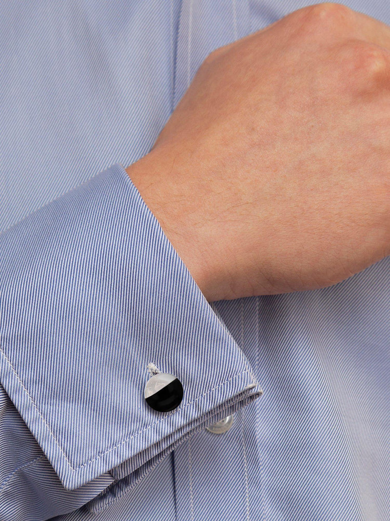 Hoxton London sterling silver cufflinks black agate (British brand)